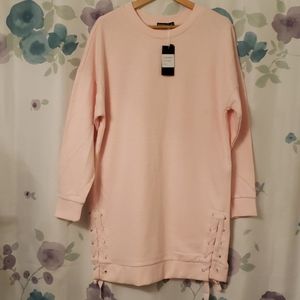Solutions Pink Sweater Dress with lace up detail